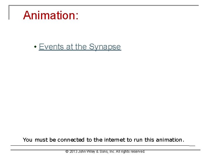 Animation: • Events at the Synapse You must be connected to the internet to