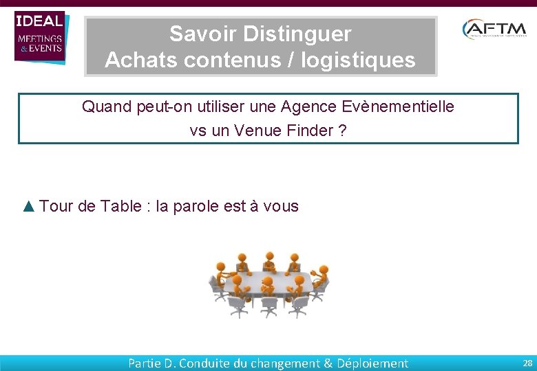Savoir Distinguer Achats contenus / logistiques Quand peut-on utiliser une Agence Evènementielle vs un