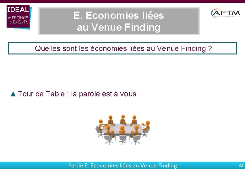 E. Economies liées au Venue Finding Quelles sont les économies liées au Venue Finding