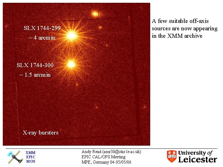 A few suitable off-axis sources are now appearing in the XMM archive SLX 1744