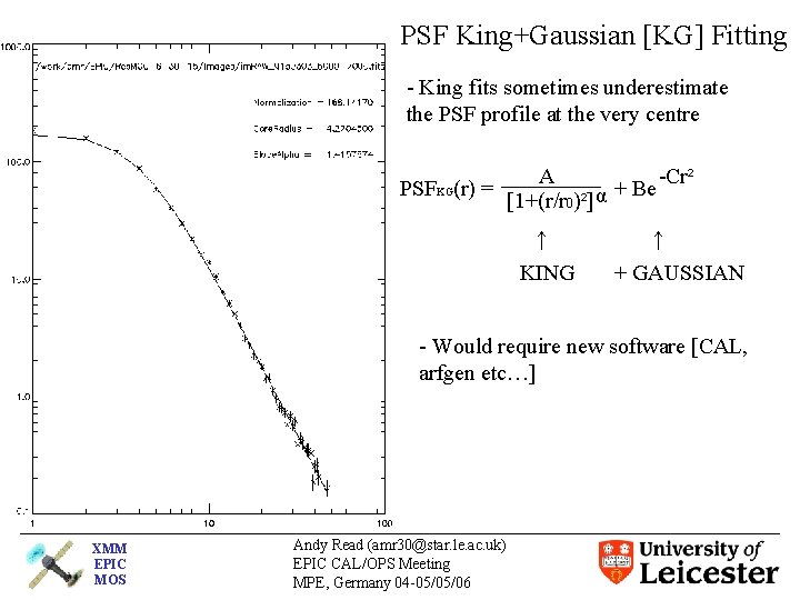 PSF King+Gaussian [KG] Fitting - King fits sometimes underestimate the PSF profile at the