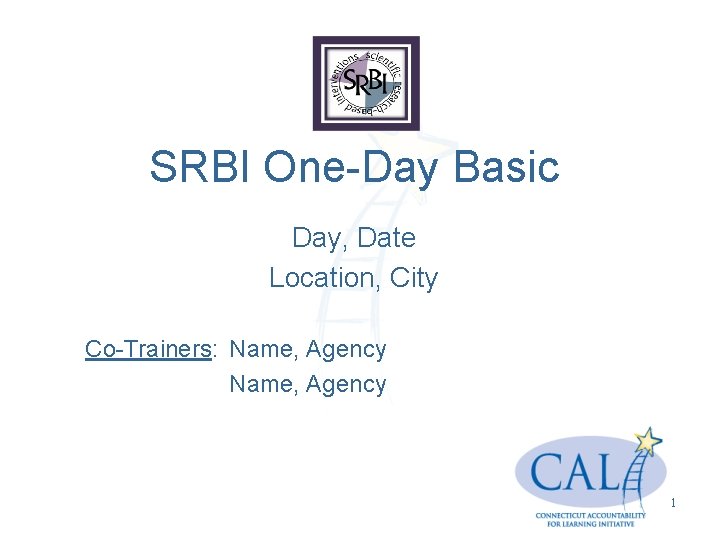 SRBI One-Day Basic Day, Date Location, City Co-Trainers: Name, Agency 1 