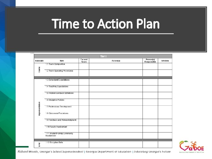 Time to Action Plan Richard Woods, Georgia’s School Superintendent | Georgia Department of Education