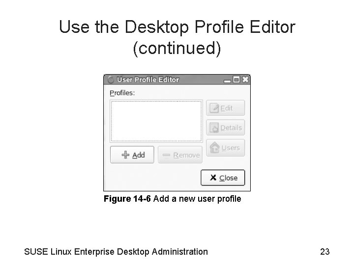 Use the Desktop Profile Editor (continued) Figure 14 -6 Add a new user profile