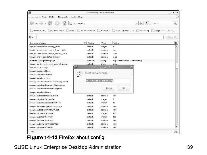 Figure 14 -13 Firefox about: config SUSE Linux Enterprise Desktop Administration 39 