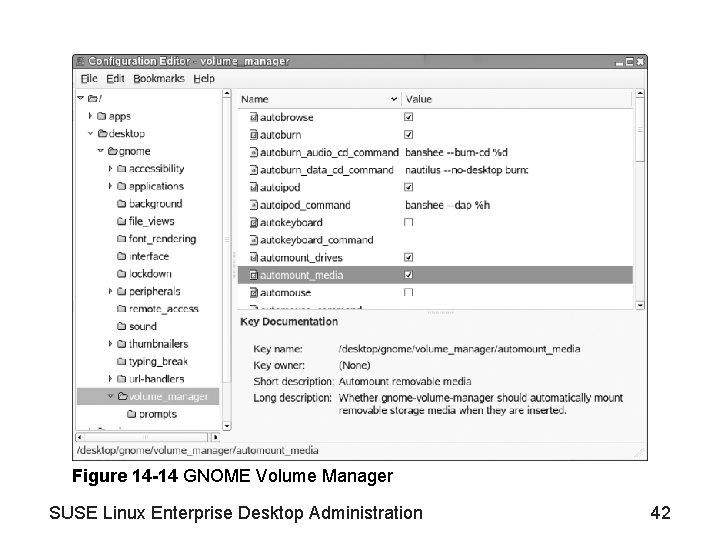 Figure 14 -14 GNOME Volume Manager SUSE Linux Enterprise Desktop Administration 42 