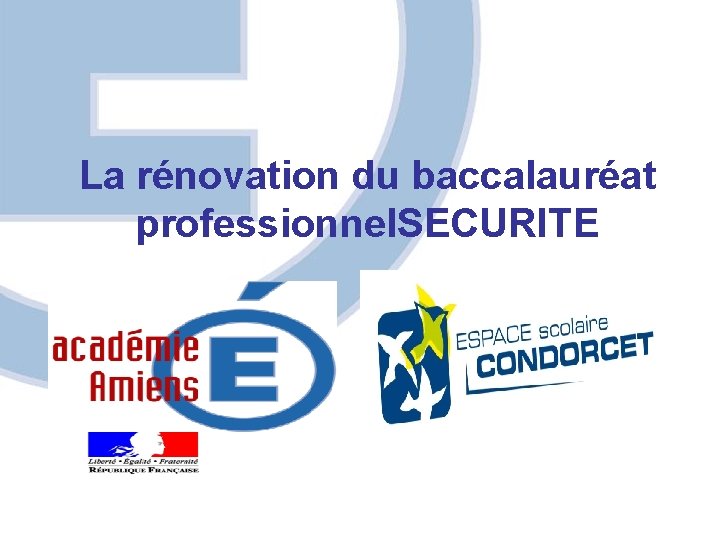 La rénovation du baccalauréat professionnel. SECURITE 