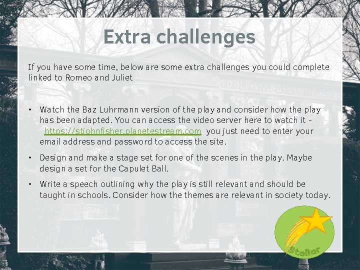 Extra challenges If you have some time, below are some extra challenges you could Extra challenges If you have some time, below are some extra challenges you could