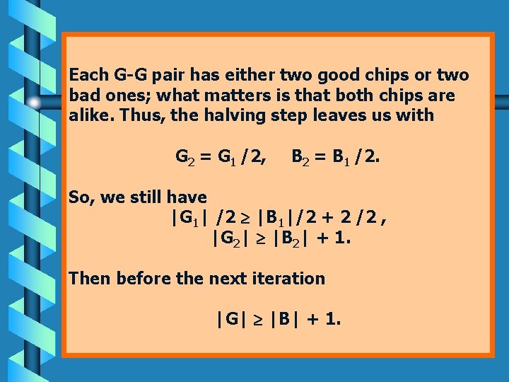 Each G-G pair has either two good chips or two bad ones; what matters