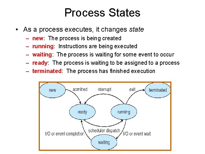 Process States • As a process executes, it changes state – – – new: