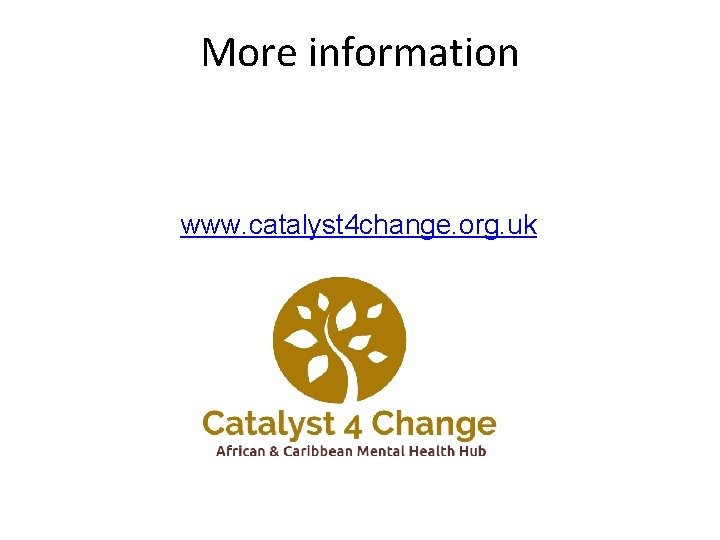 More information www. catalyst 4 change. org. uk 