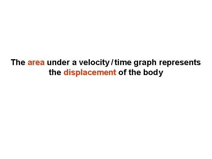 The area under a velocity / time graph represents the displacement of the body