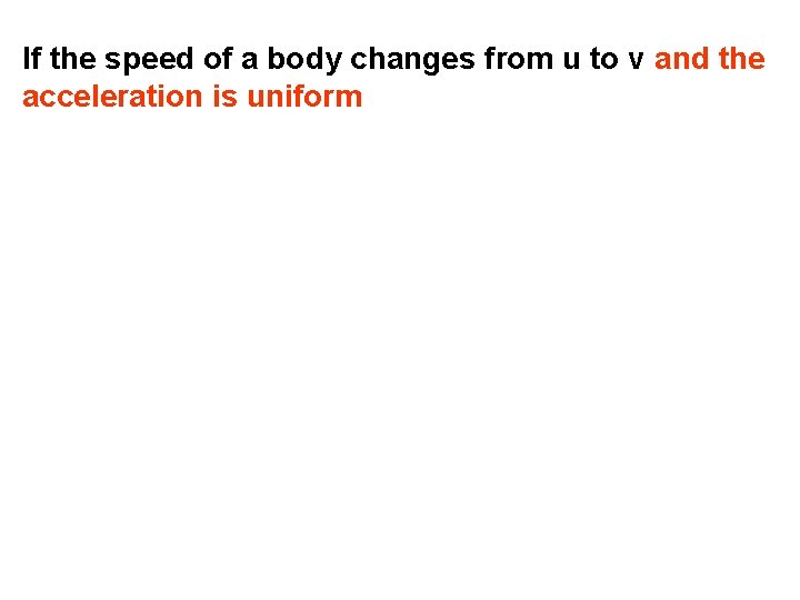 If the speed of a body changes from u to v and the acceleration