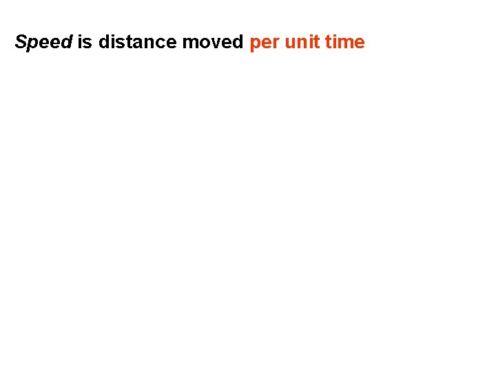 Speed is distance moved per unit time 