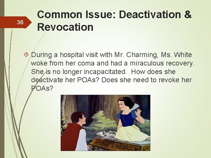 36 Common Issue: Deactivation & Revocation During a hospital visit with Mr. Charming, Ms.