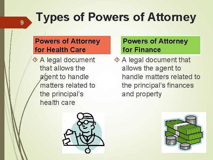 9 Types of Powers of Attorney for Health Care A legal document that allows