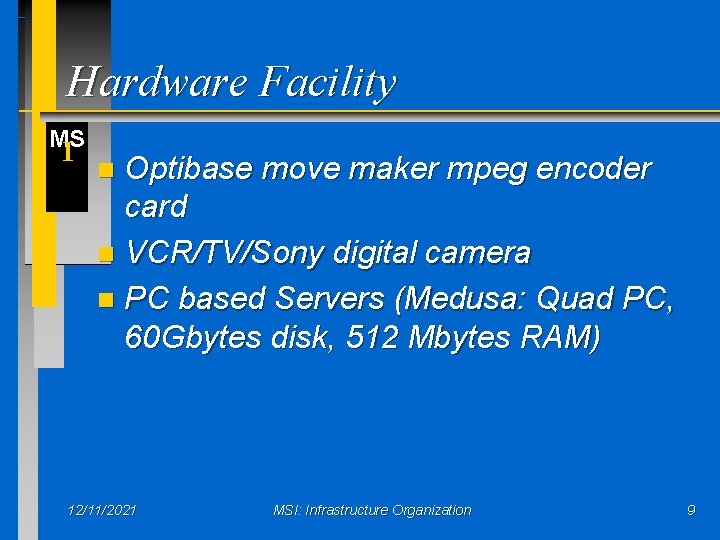 Hardware Facility MS I Optibase move maker mpeg encoder card n VCR/TV/Sony digital camera
