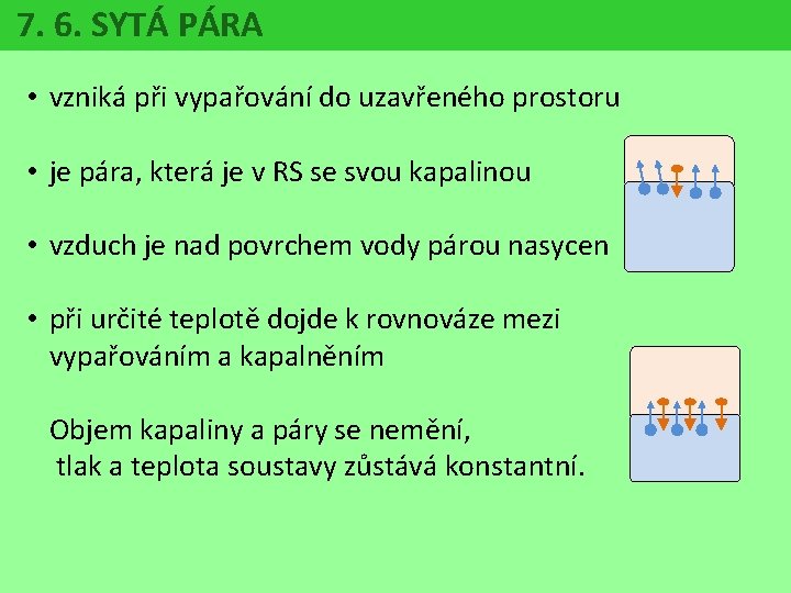 7. 6. SYTÁ PÁRA • vzniká při vypařování do uzavřeného prostoru • je pára,