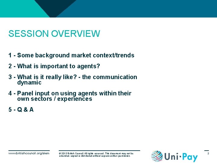 SESSION OVERVIEW 1 - Some background market context/trends 2 - What is important to