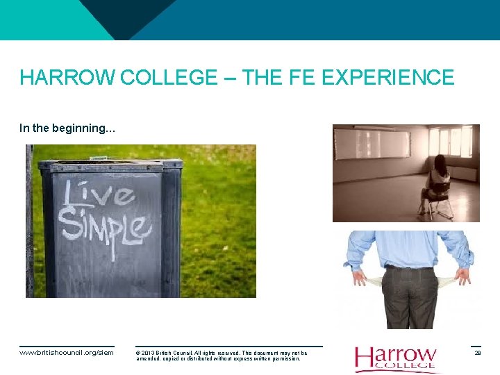 HARROW COLLEGE – THE FE EXPERIENCE In the beginning… www. britishcouncil. org/siem © 2013