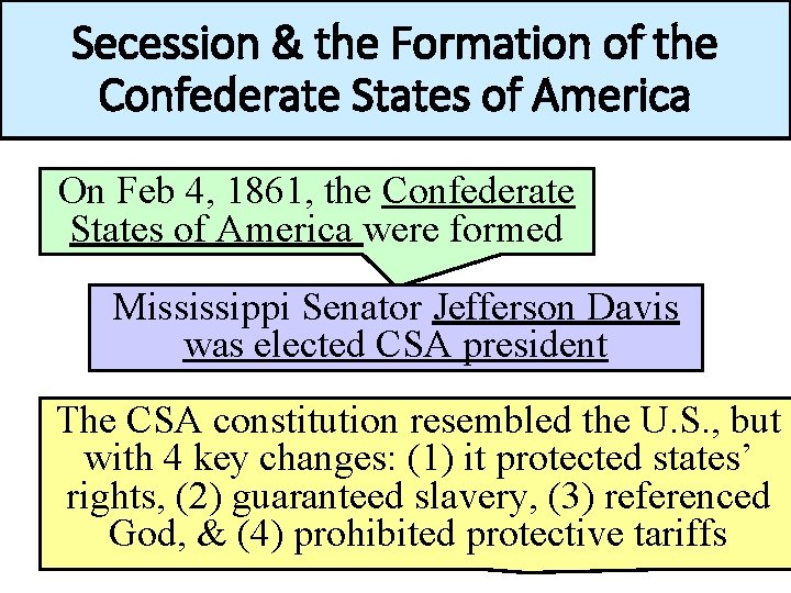 Secession & the Formation of the Confederate States of America On Feb 4, 1861,