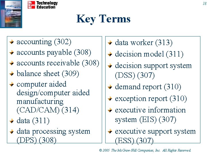 18 Key Terms accounting (302) accounts payable (308) accounts receivable (308) balance sheet (309)