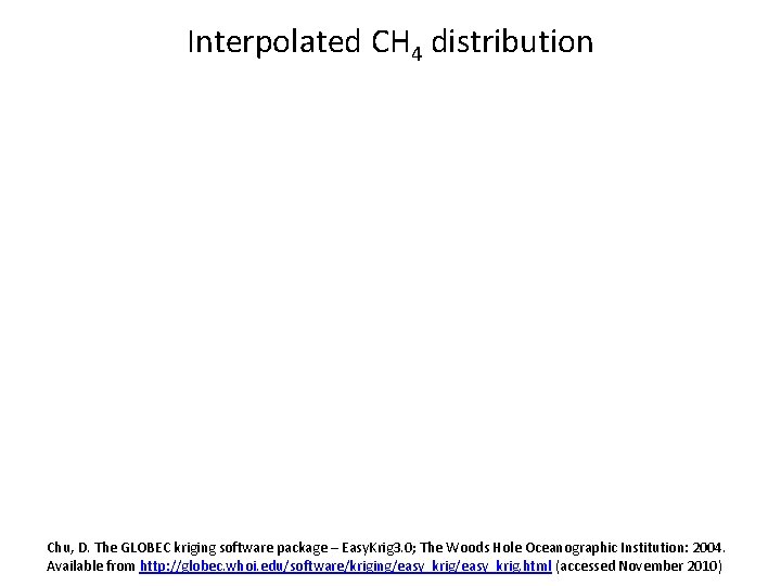 Interpolated CH 4 distribution Chu, D. The GLOBEC kriging software package – Easy. Krig