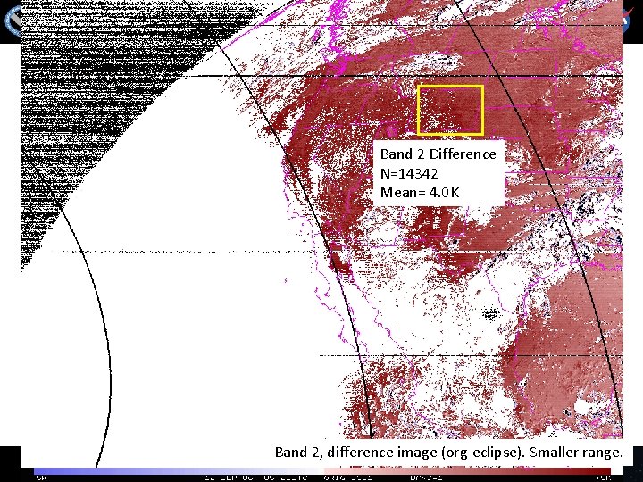 Band 2 Difference N=14342 Mean= 4. 0 K Band 2, difference image (org-eclipse). Smaller