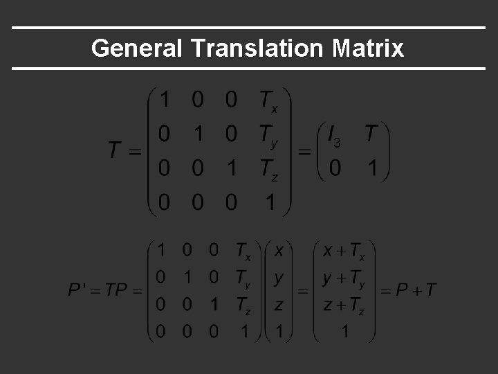 General Translation Matrix General Translation Matrix