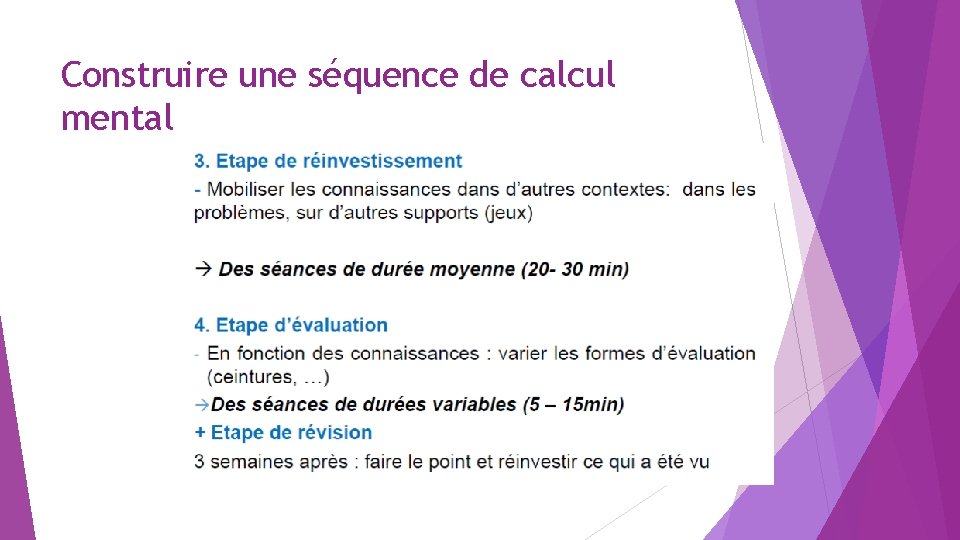 Construire une séquence de calcul mental 