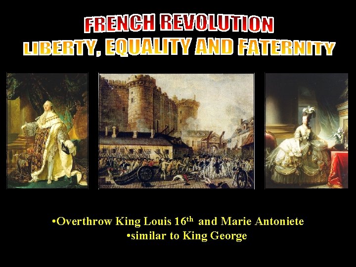  • Began in 1790’s, unfair taxation and inequality---worldwide crisis • Overthrow King Louis