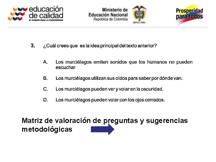 Matriz de valoración de preguntas y sugerencias metodológicas 