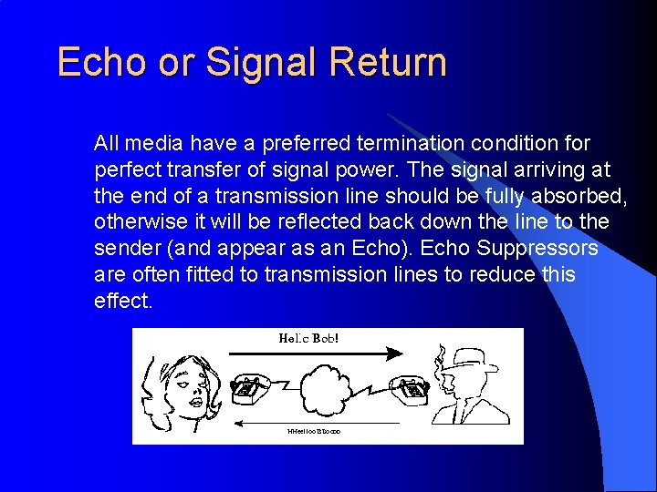 Echo or Signal Return All media have a preferred termination condition for perfect transfer