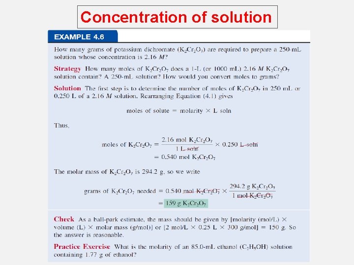 Concentration of solution 