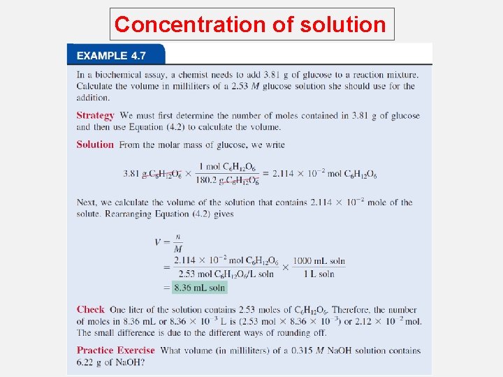 Concentration of solution 