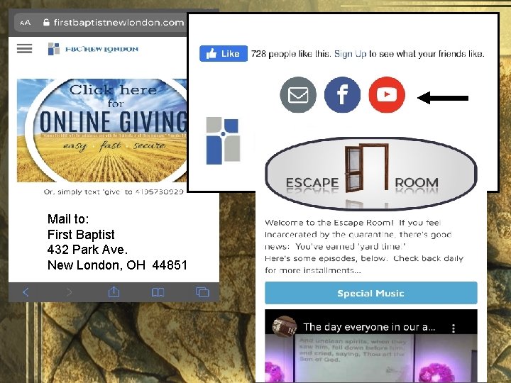 Mail to: First Baptist 432 Park Ave. New London, OH 44851 