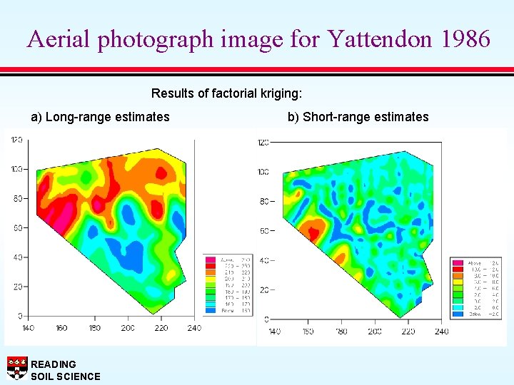 Aerial photograph image for Yattendon 1986 Results of factorial kriging: a) Long-range estimates READING