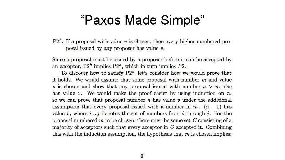 “Paxos Made Simple” 