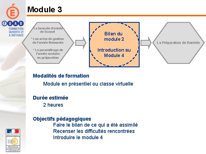 Module 3 *La bascule d’année de Sconet * Les actes de gestion de l’année