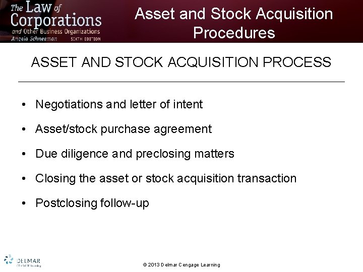 Asset and Stock Acquisition Procedures ASSET AND STOCK ACQUISITION PROCESS • Negotiations and letter
