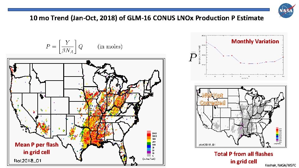 10 mo Trend (Jan-Oct, 2018) of GLM-16 CONUS LNOx Production P Estimate Monthly Variation