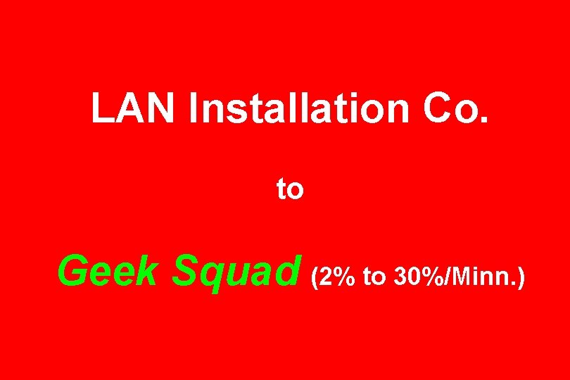 LAN Installation Co. to Geek Squad (2% to 30%/Minn. ) 