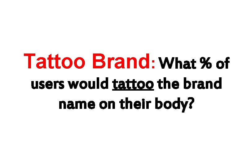 Tattoo Brand: What % of users would tattoo the brand name on their body?