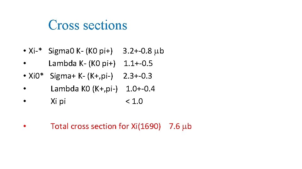 Cross sections 3. 2+-0. 8 mb 1. 1+-0. 5 2. 3+-0. 3 1. 0+-0.