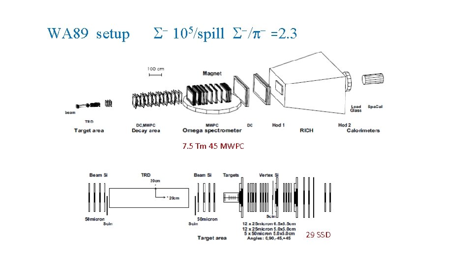 WA 89 setup S- 105/spill S-/p- =2. 3 7. 5 Tm 45 MWPC 29