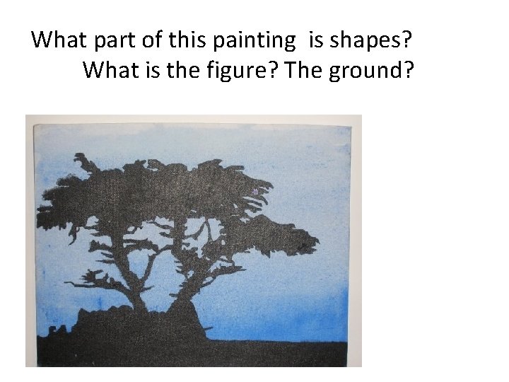 What part of this painting is shapes? What is the figure? The ground? 