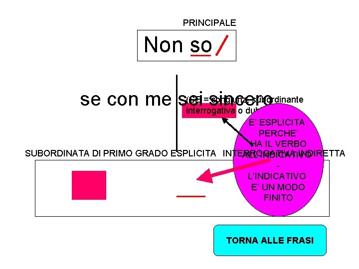 PRINCIPALE Non so (SE = sincero. congiunz. subordinante se con me sei interrogativa o