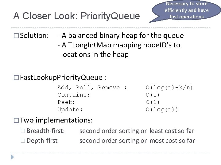 A Closer Look: Priority. Queue � Solution: Necessary to store efficiently and have fast