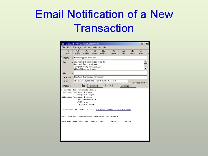 Email Notification of a New Transaction 