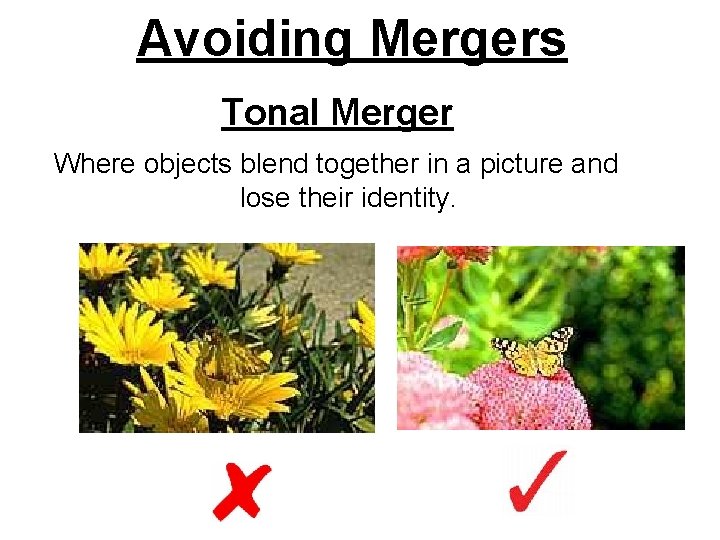 Avoiding Mergers Tonal Merger Where objects blend together in a picture and lose their